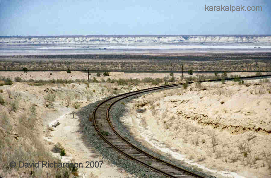 The railway line crossing the Ustyurt Plateau