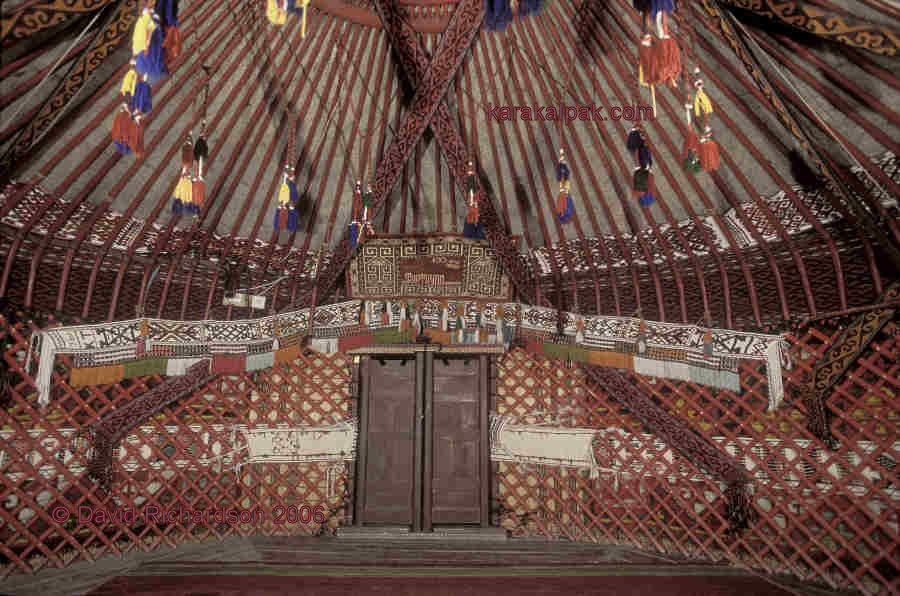 Fully decorated yurt interior