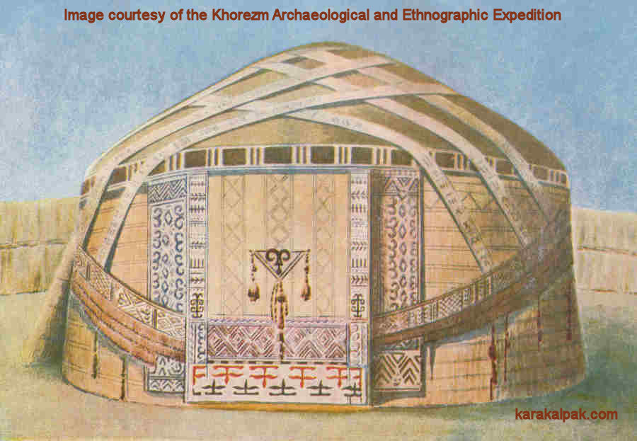 Painting of a Karakalpak yurt