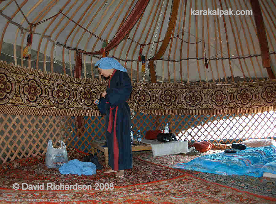 Inside the yurt